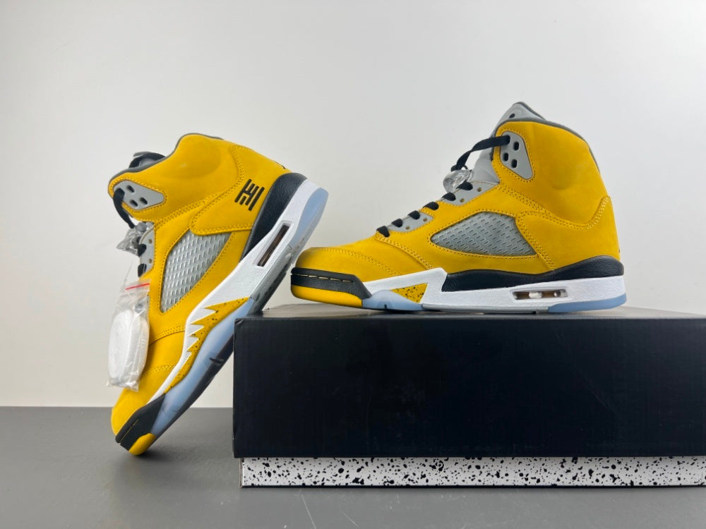 High Top Sneakers, Yellow White Colorway, Leather Footwear, Lace Up Design, Casual Gift for Sneaker Fans