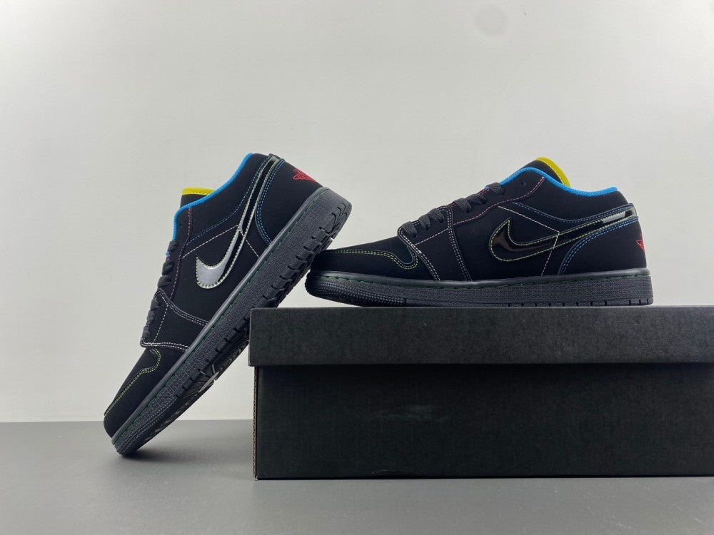 Low Top Sneakers, Black Yellow Colorway, Lace Up Design, Casual Gift for Sneaker Fans