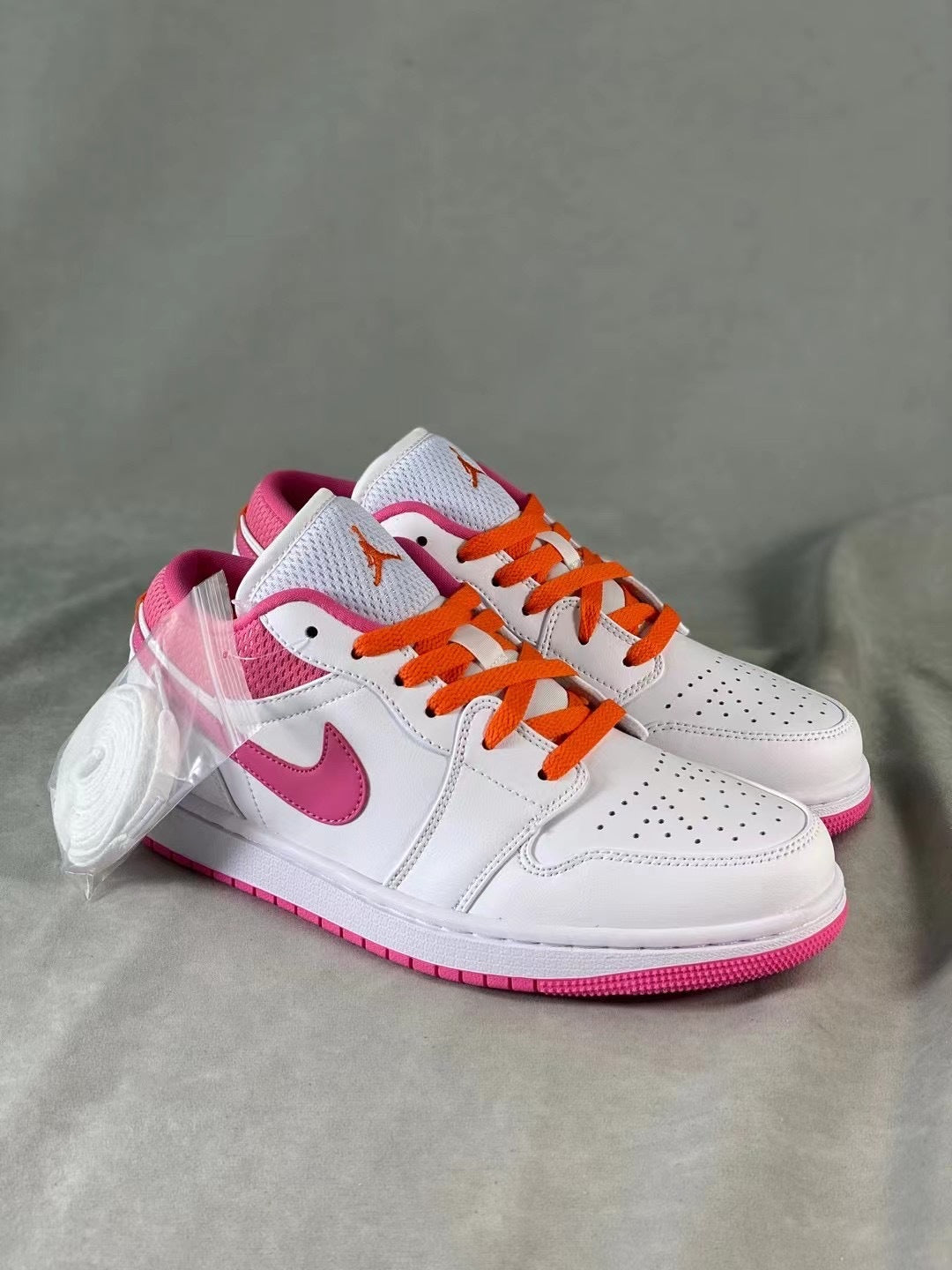 Low Top Sneakers, White Pink Colorway, Lace Up Design, Casual Gift for Sneaker Fans