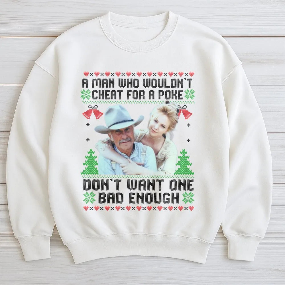 Western Ugly Christmas Sweater, Humorous Cowboy Christmas Sweatshirt, Rodeo Holiday Crewneck, Rancher Xmas Pullover, Country 
