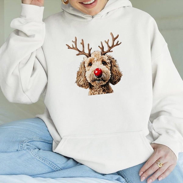 Reindeer Antlers Dog Hoodie, Christmas Goldendoodle Hoodie, Adorable Holiday Doodle Hoodie, Festive Xmas Puppy Sweatshirt, Do