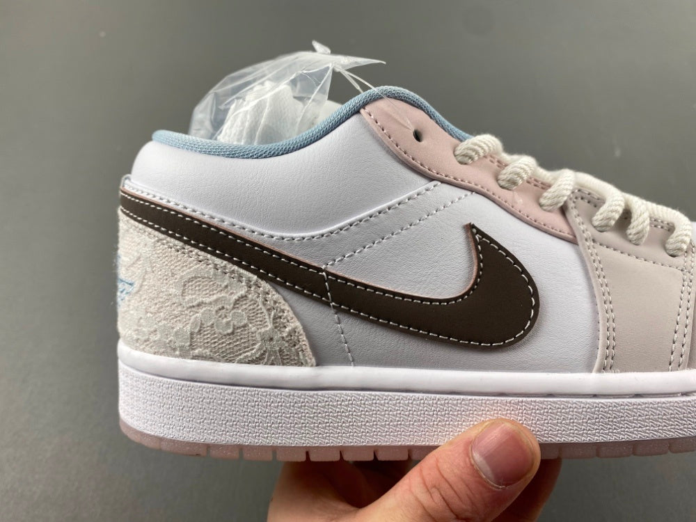 Low Top Sneakers, Off White Pink Gray Colorway, Lace Up Design, Casual Gift for Sneaker Fans