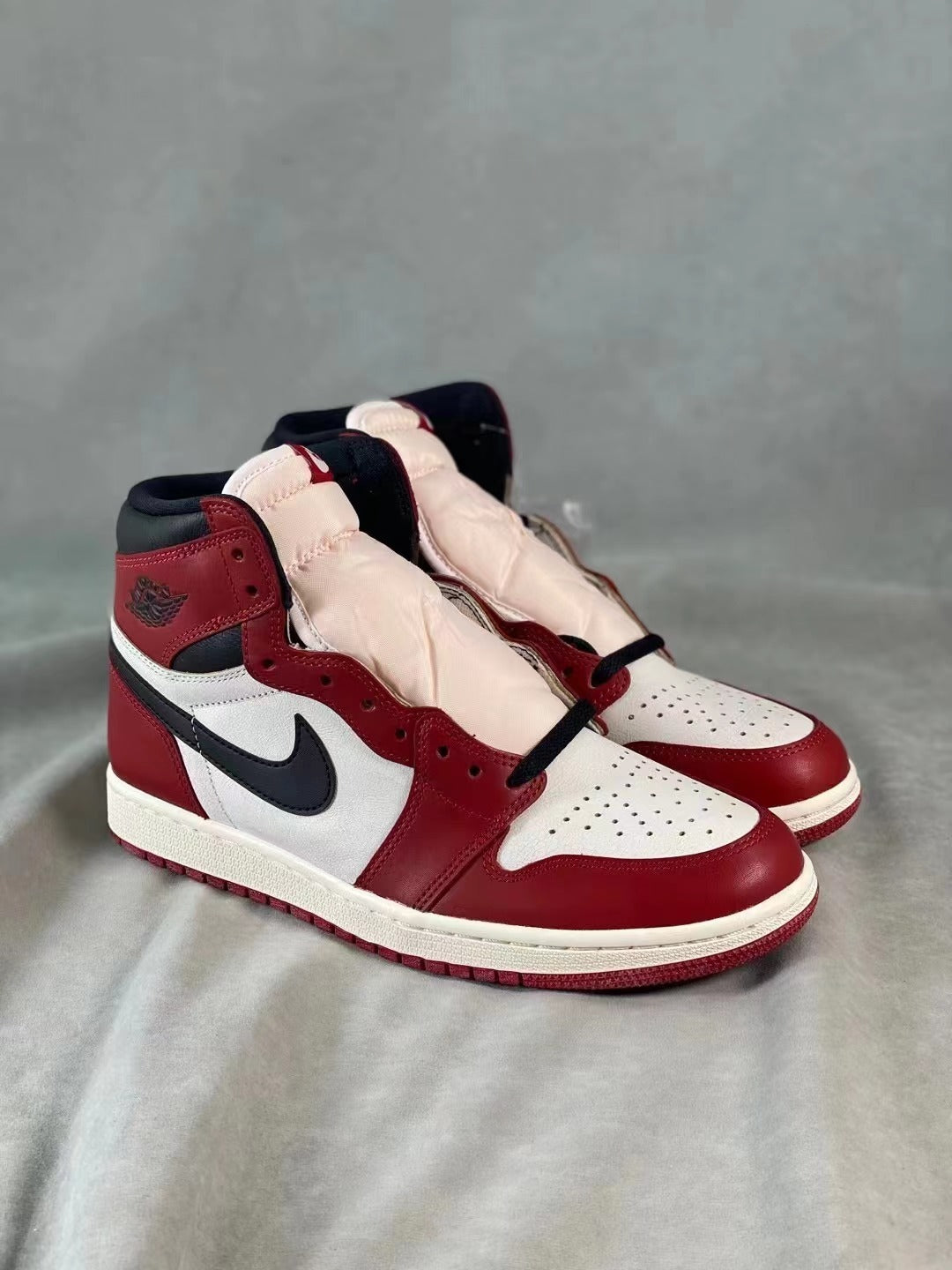 Basketball Shoes, White Red Colorway, Distressed, Retro, High Top, Lace Up Design, Distressed Finish, Casual Gift for Shoe Lovers