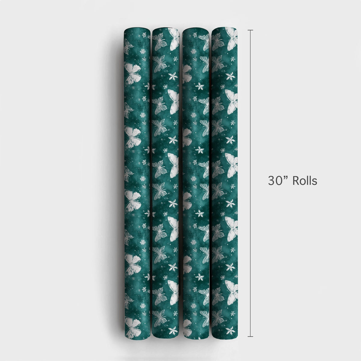 Teal Snowflake Gift Wrap, Winter Butterfly Wrapping Paper, Elegant Nature Holiday Wrapping Paper, Christmas and Birthday Pres