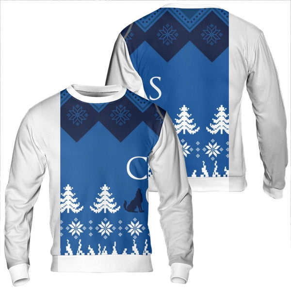 Nordic Winter Pattern Wildlife Crewneck, Howling Wolf Ugly Christmas Sweatshirt, Forest Animal Holiday Sweater, Nature Lover 