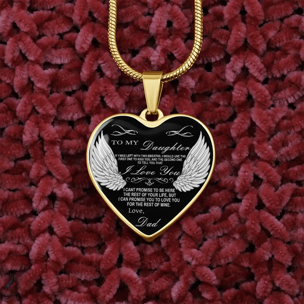 Father and Daughter Keepsake Pendant, To My Daughter Heart Necklace, Surgical Steel Heart Jewelry, Meaningful Christmas Prese