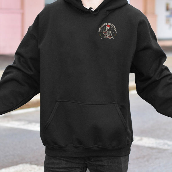 ER Skeleton Nurse Hoodie, Emergency Department Christmas Hoodie, Medical Santa Hat Hoodie, Healthcare Worker Xmas Pullover, E