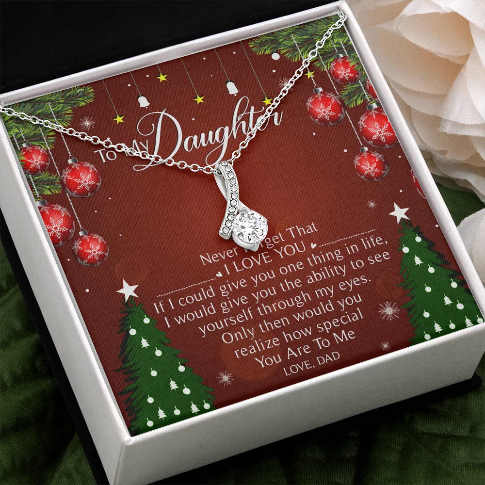 Cubic Zirconia Beauty Pendant Necklace, To My Daughter Necklace from Dad, 14k White Gold Finish Jewelry, Daughter Christmas P