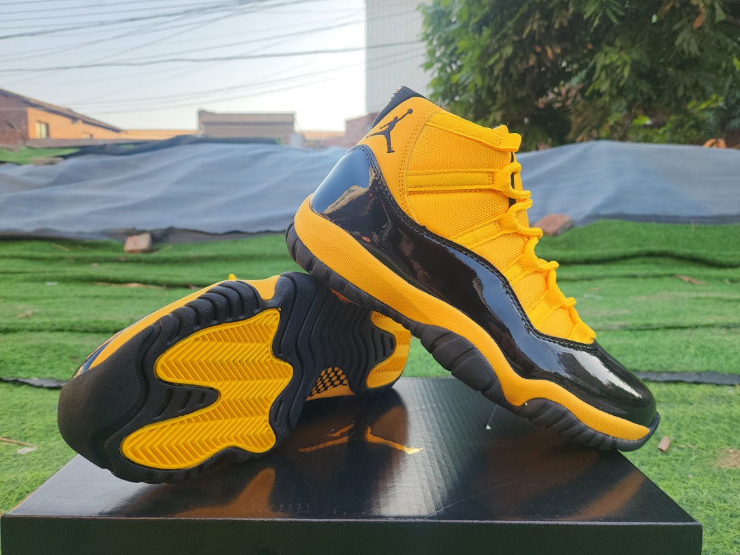 High Top Sneakers, Black Yellow Orange Colorway, Lace Up Design, Casual Gift for Sneaker Fans