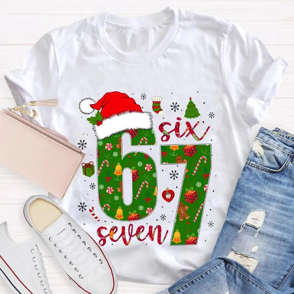 Festive Holiday Graphic Tee, Christmas Snowflake Santa Hat T-Shirt, Adorable Santa Hat Snowflake Shirt, Merry Christmas Unise