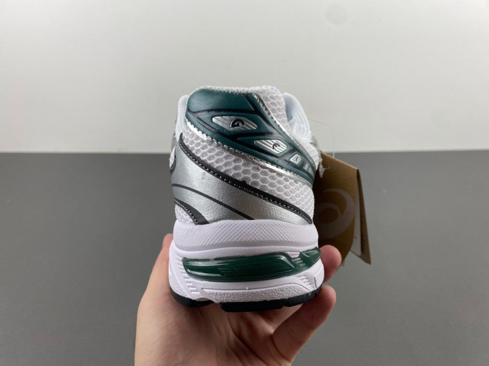 Low Top Sneakers, White Green Silver Colorway, Lace Up Design, Casual Gift for Sneaker Fans