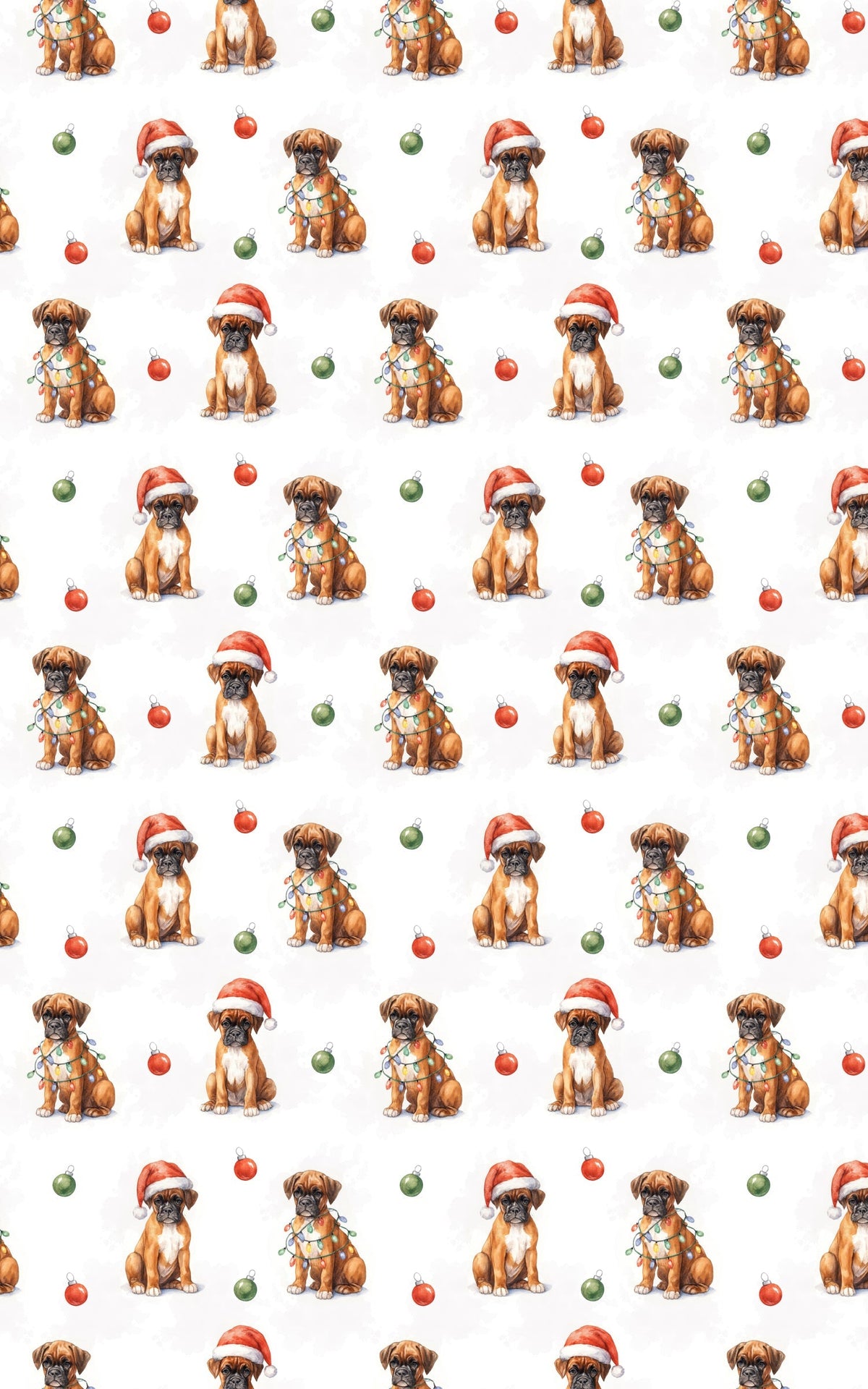 Boxer Dog Holiday Gift Wrap, Boxer Christmas Wrapping Paper, Adorable Santa Puppy Wrapping Paper, Dog Lover Xmas Present Pape