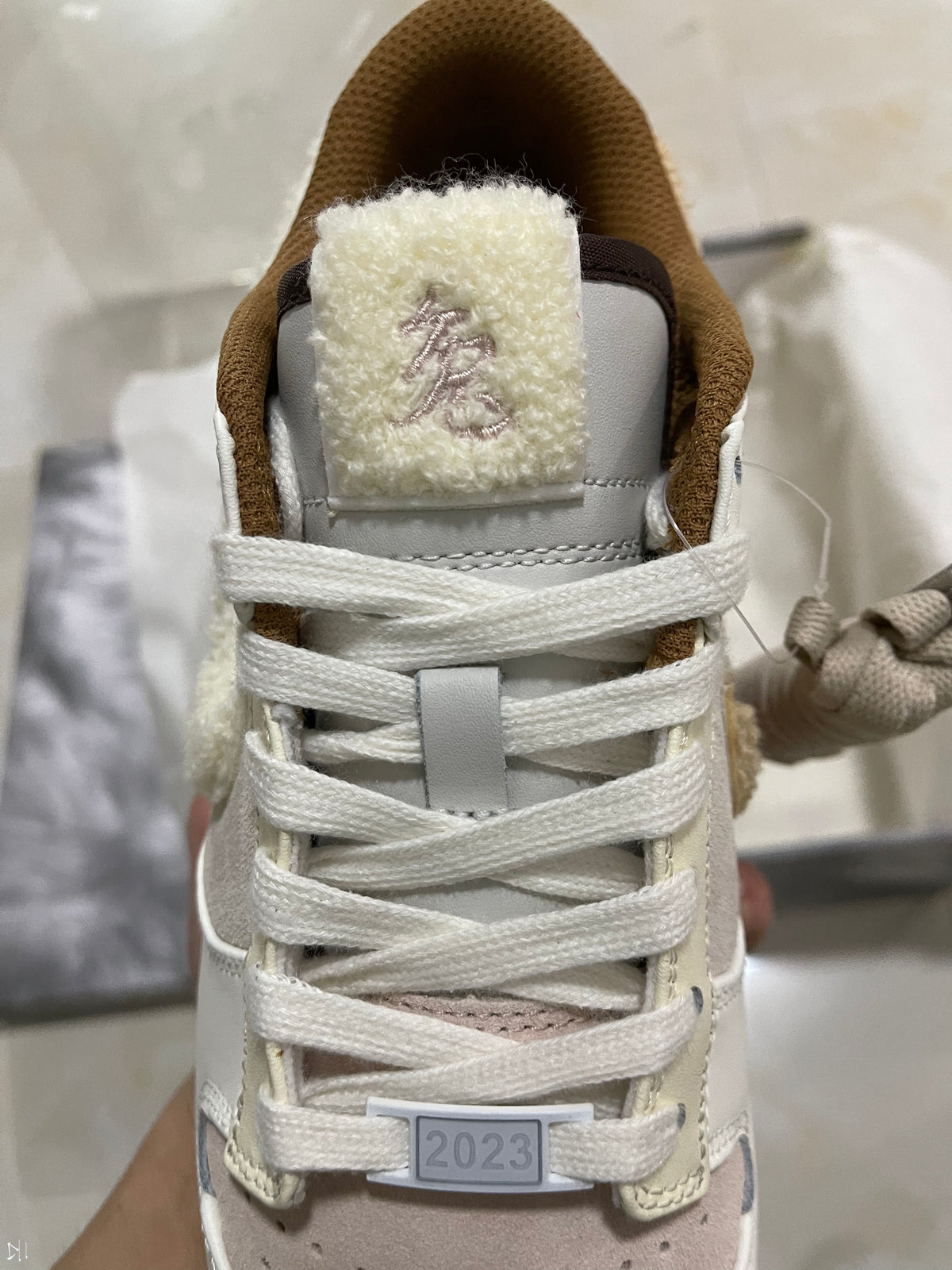 Low Top Sneakers, Off White Brown Colorway, Lace Up Design, Casual Gift for Sneaker Fans