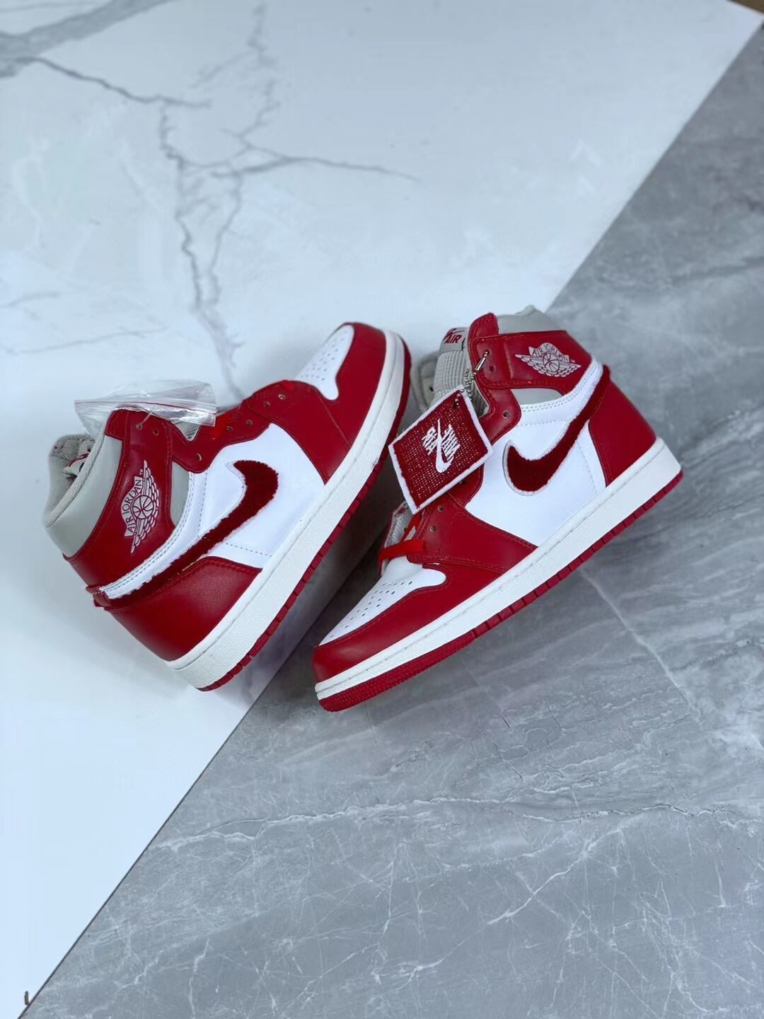 High Top Sneakers, White Red Gray Colorway, Lace Up Design, Casual Gift for Sneaker Fans