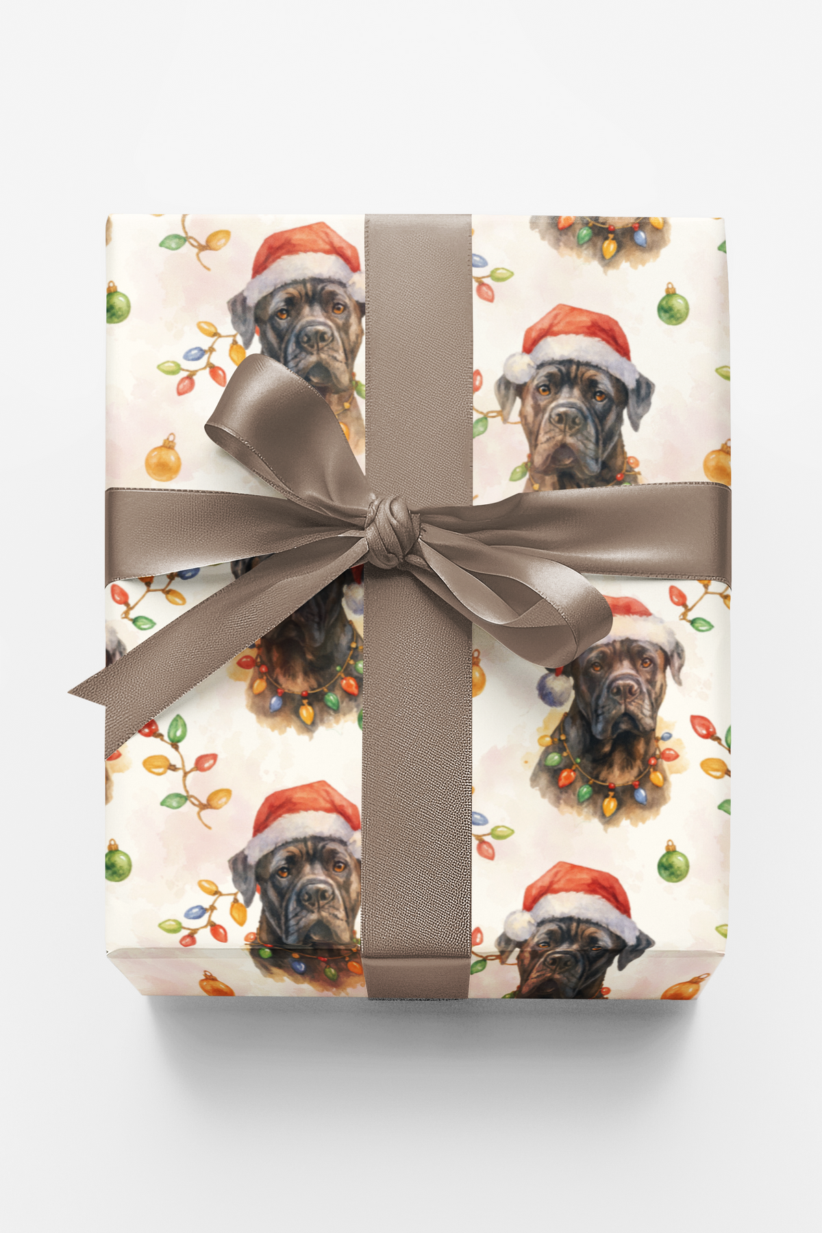 Festive Dog Santa Hat Gift Wrap, Cane Corso Christmas Wrapping Paper, Holiday Pet Gift Wrap, Cane Corso Present Wrap, Dog Lov