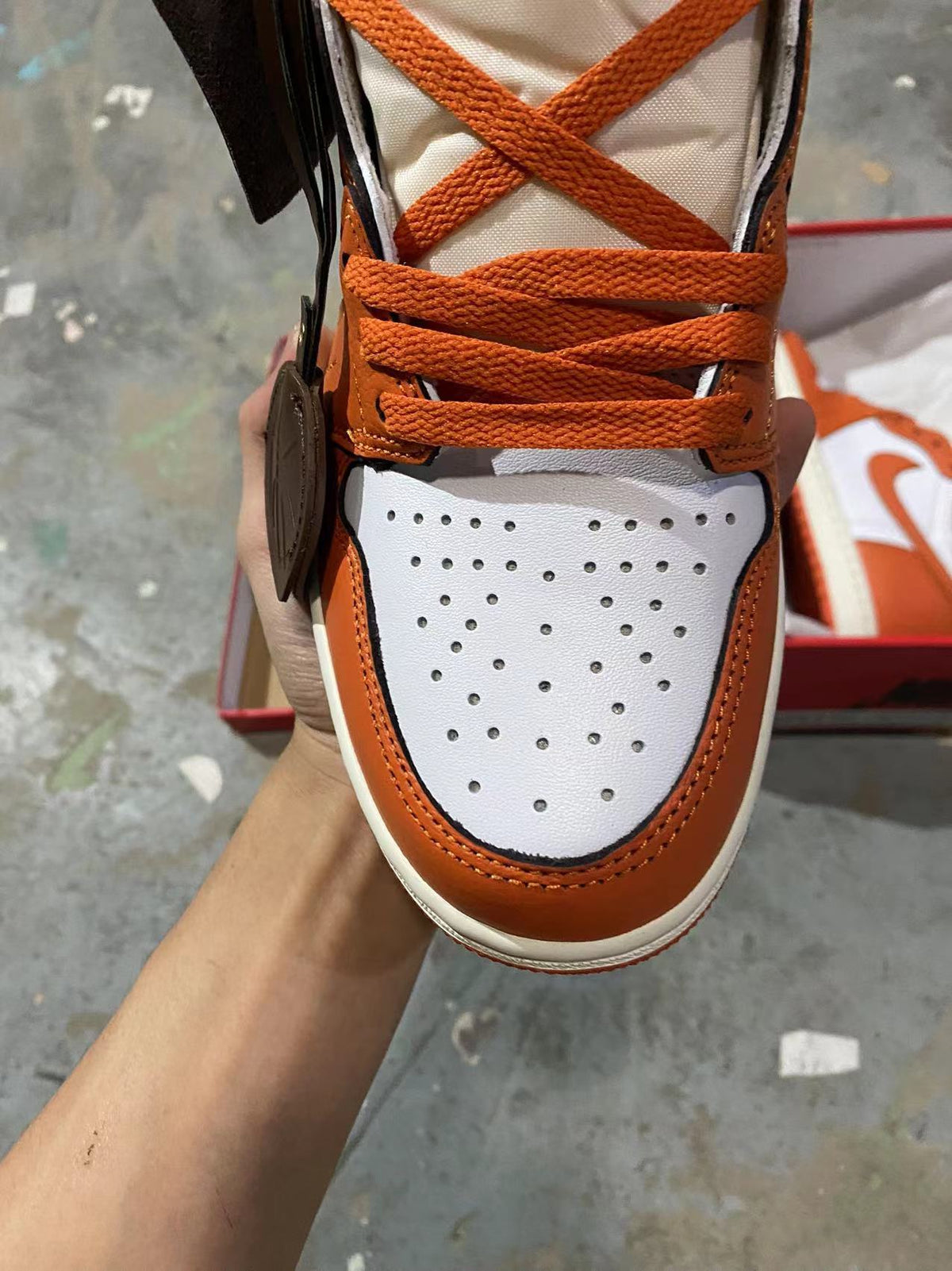 Retro High Top Sneakers, White Orange Colorway, Lace Up Design, Casual Gift for Sneaker Fans