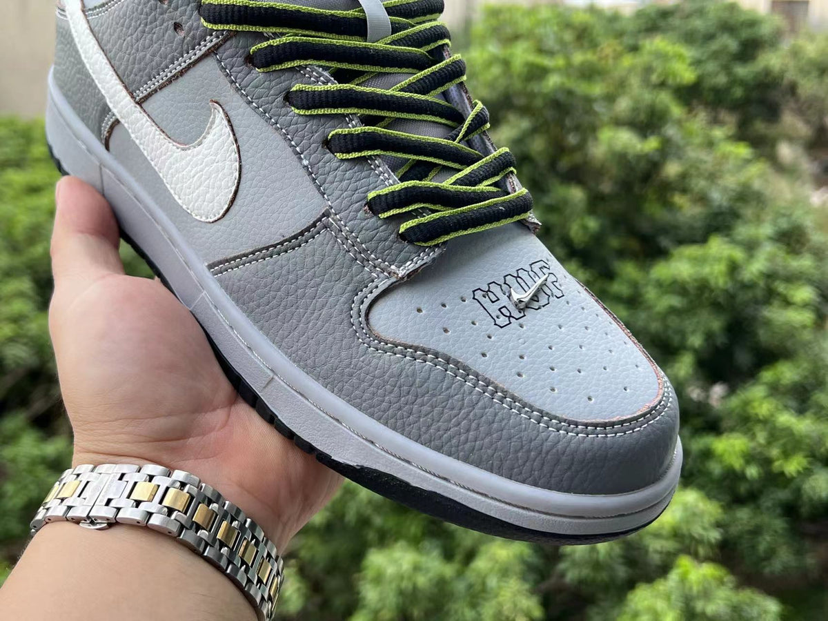 Low Top Sneakers, Gray Yellow Colorway, Lace Up Design, Casual Gift for Sneaker Fans