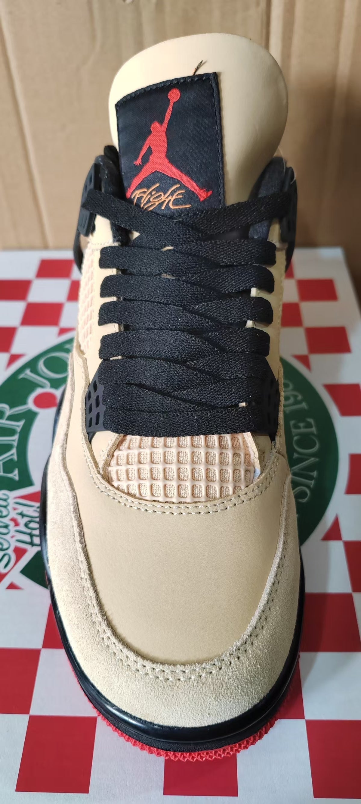 Mid Top Sneakers, Beige Black Colorway, Lace Up Design, Casual Gift for Sneaker Fans