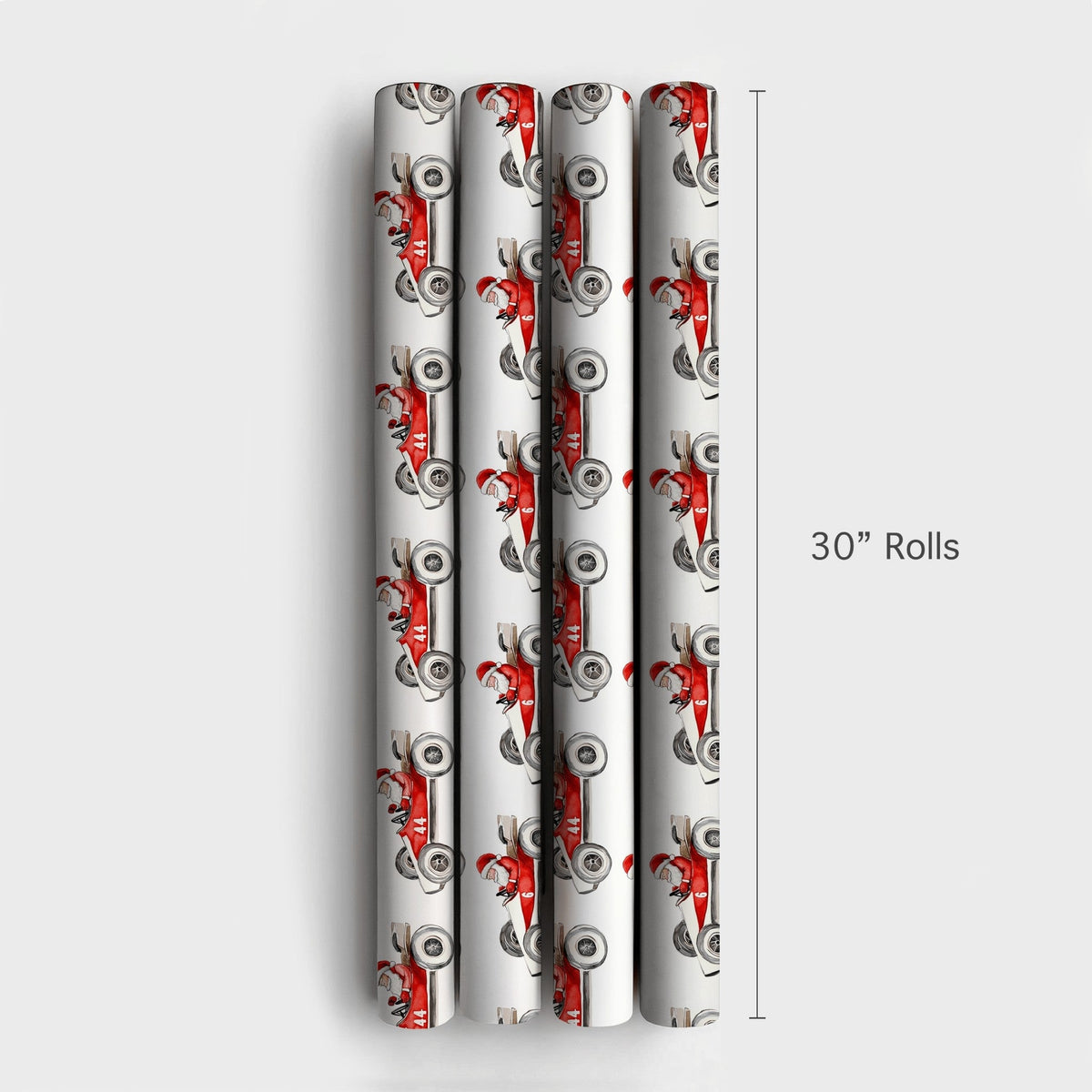 Number 6 and 44 Auto Racing Gift Wrap, Vintage Race Car Santa Wrapping Paper, Watercolor Motorsport Holiday Paper, Christmas 