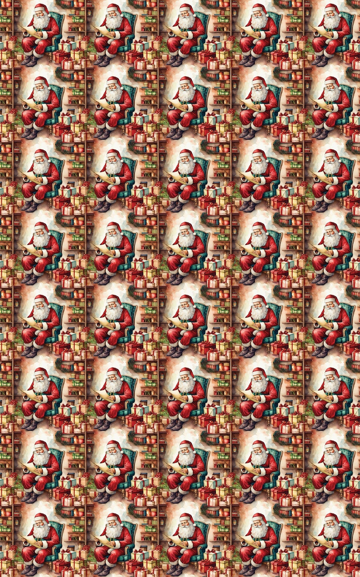 Vintage Christmas Santa Claus Gift Wrap, Reading Santa Wrapping Paper, Retro Holiday Wrapping Paper, Xmas Present Gift Wrappi