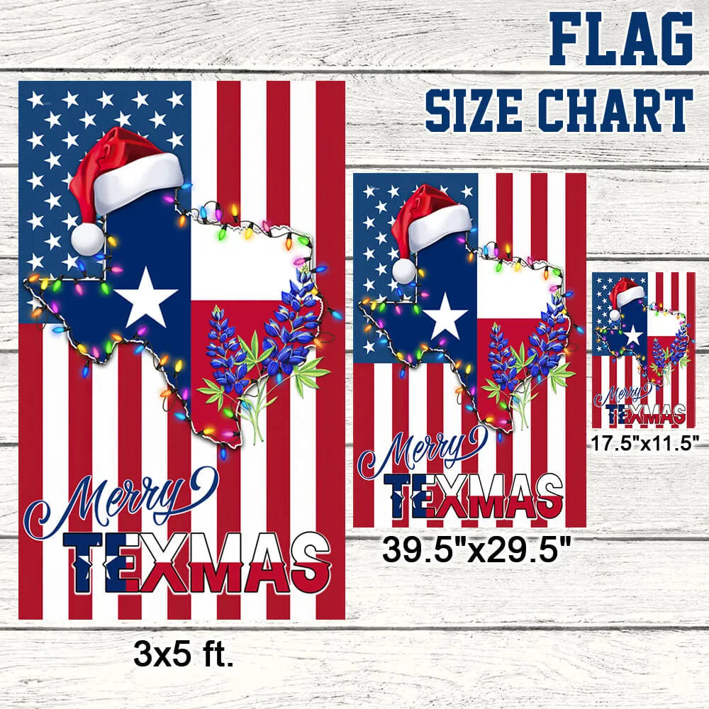 Texas Christmas Bluebonnet Yard Flag, Merry Texmas Garden Flag, Southern Holiday Lawn Flag, Double Sided Texas Pride Outdoor 