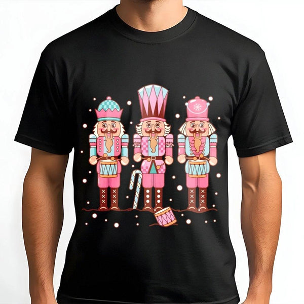 Teal Nutcracker Graphic Tee, Pastel Pink Nutcracker Christmas T-Shirt, Retro Holiday Nutcracker Shirt, Adorable Festive Balle