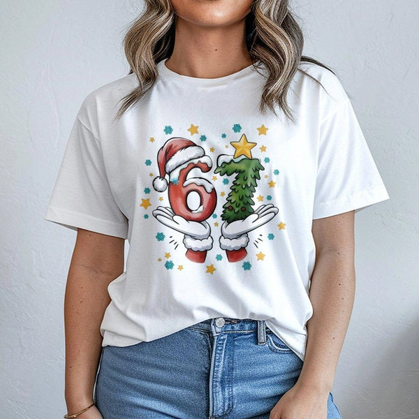 Santa Claus Hands Meme Graphic Tee, 67 Christmas T-Shirt, Humorous Holiday Meme Shirt, Festive Santa Gesture Top, Xmas Gag Pr