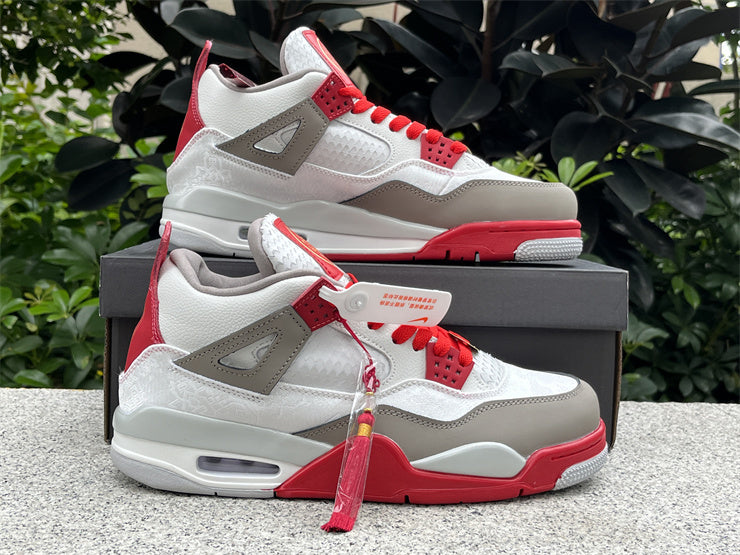 Mid Top Sneakers, White Red Colorway, Lace Up Design, Casual Gift for Sneaker Fans