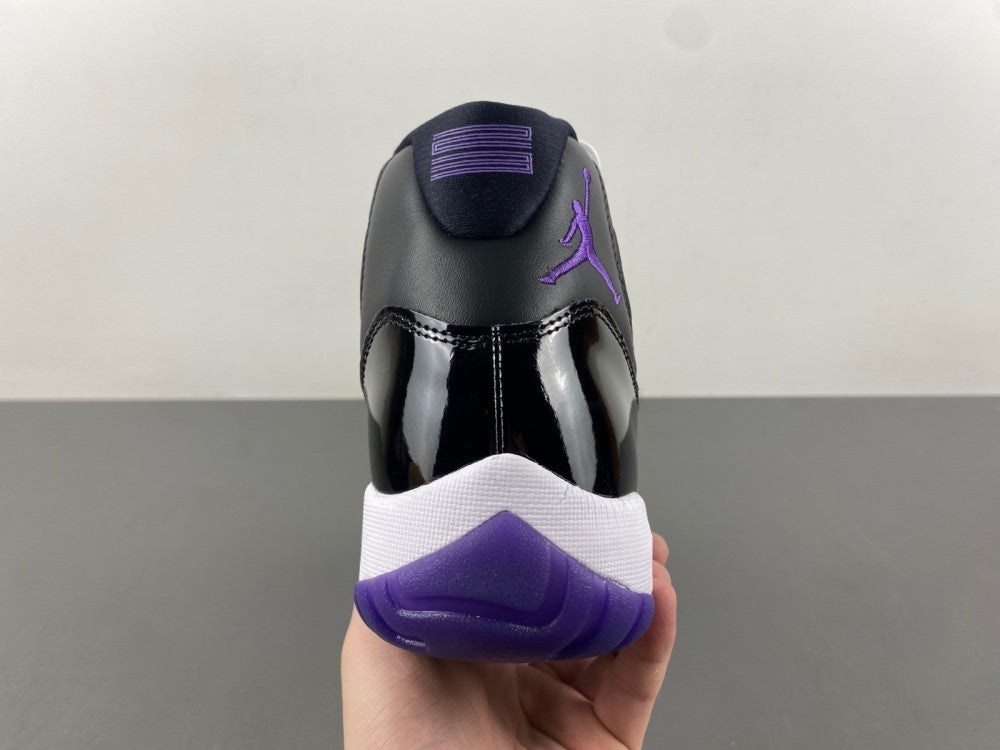 Retro High Top Sneakers, Black Purple Colorway, Leather Footwear, Lace Up Design, Casual Gift for Sneaker Fans