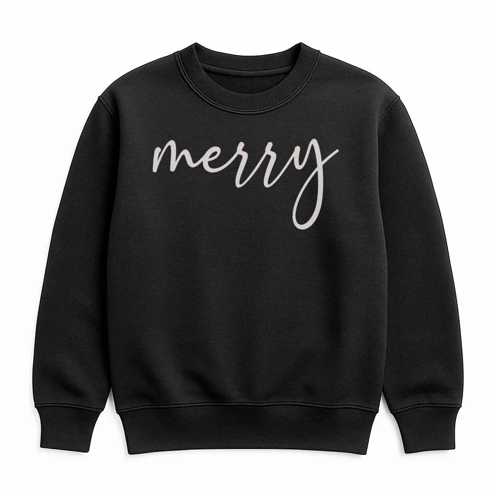 Minimalist Script Holiday Crewneck, Merry Christmas Sweatshirt, Festive Winter Aesthetic Pullover, Xmas Present for Women and