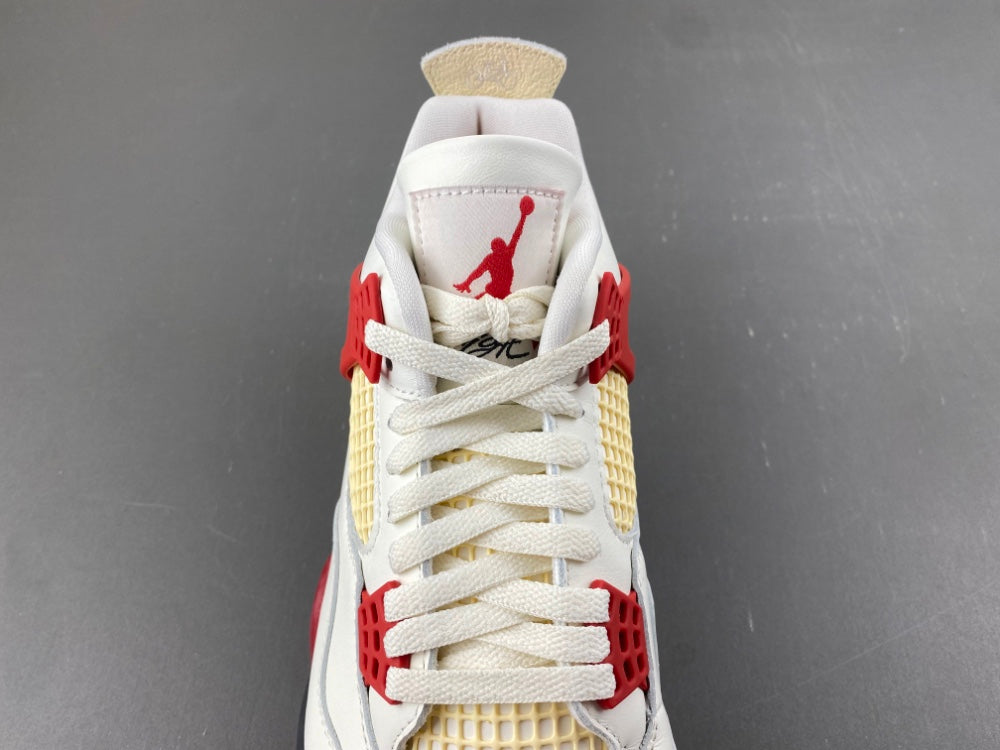 Low Top Sneakers, Beige Red Colorway, Lace Up Design, Casual Gift for Sneaker Fans
