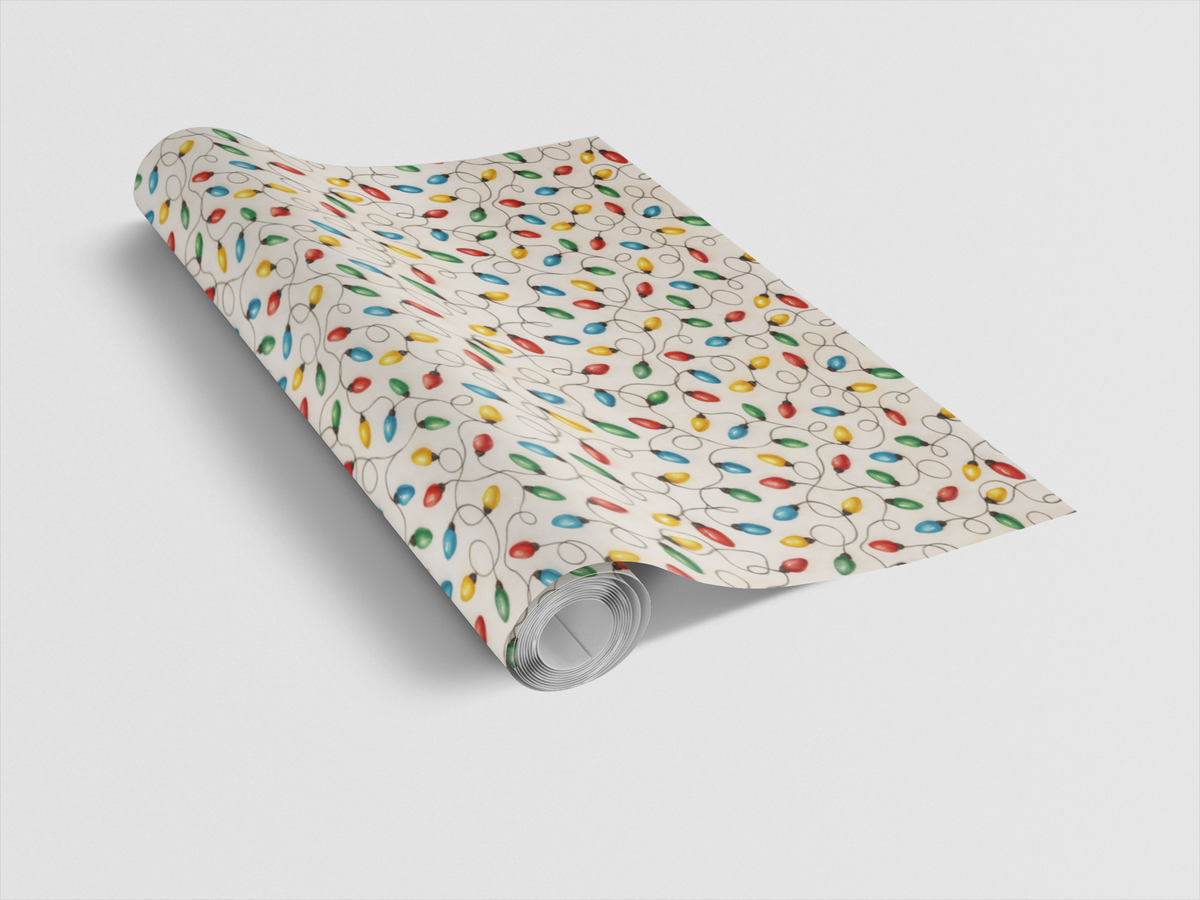 Tangled String Lights Gift Wrap, Christmas Lights Wrapping Paper, Colorful Holiday Present Paper, Fun Christmas Gift Wrap Rol