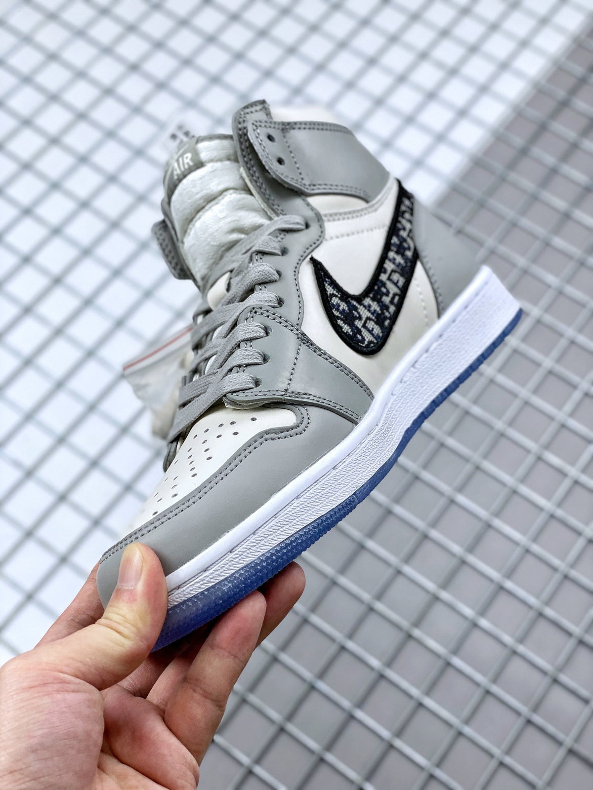 High Top Sneakers, Gray White Colorway, Lace Up Design, Casual Gift for Sneaker Fans