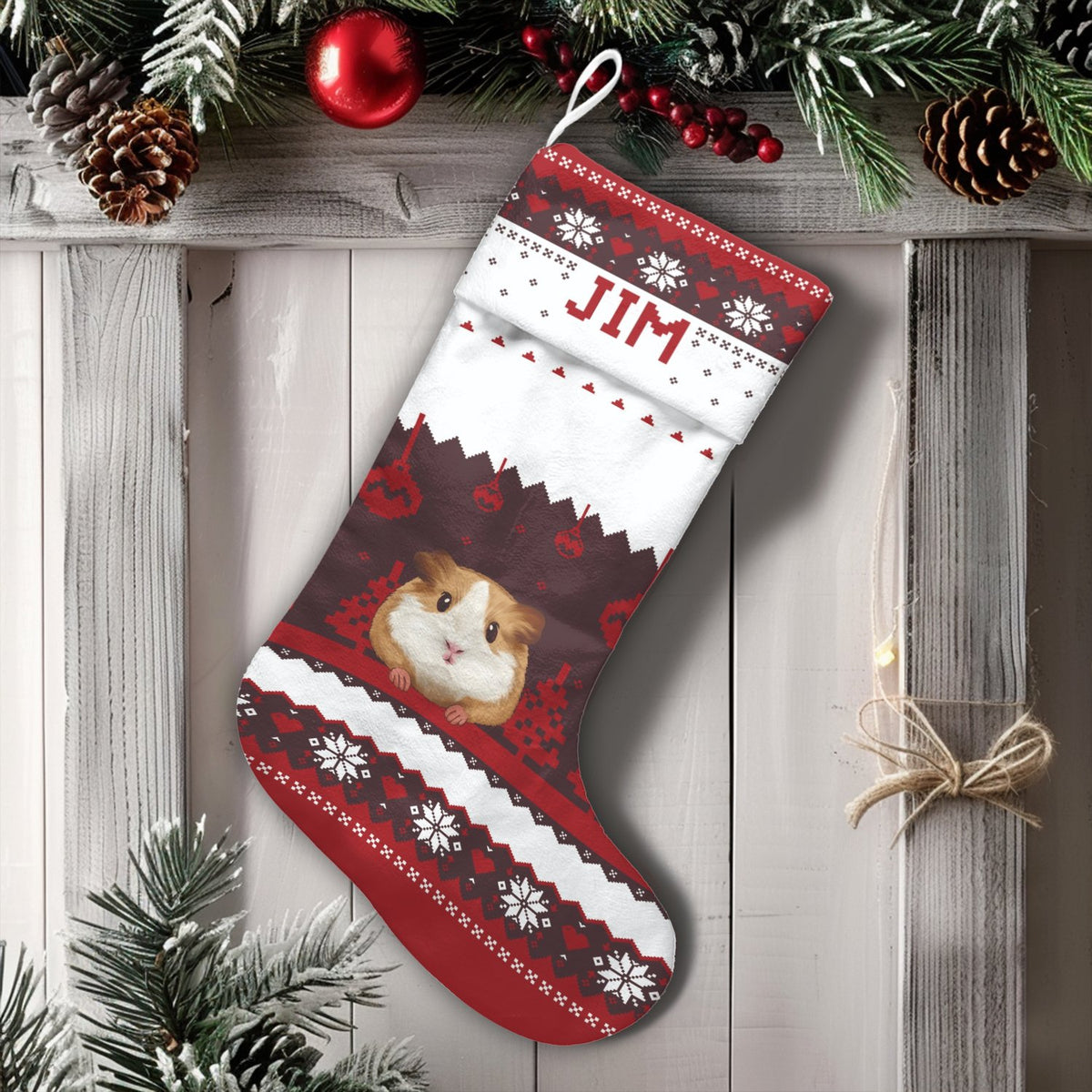 Adorable Pet Holiday Stocking, Guinea Pig Christmas Stocking, Personalized Christmas Stocking