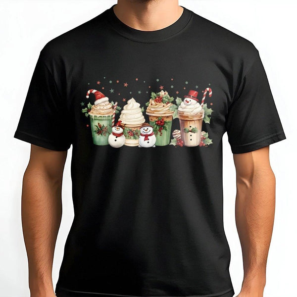 Festive Holiday Coffee Shirt, Snowman Latte Christmas Coffee T-Shirt, Adorable Winter Graphic Coffee Tee, Seasonal Xmas Prese