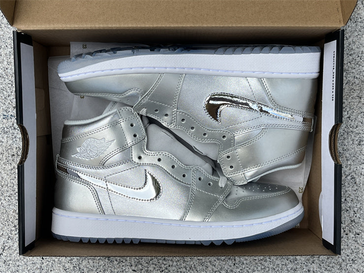 High Top Golf Shoes, White Silver Colorway, Lace Up Design, Casual Gift for Shoe Lovers