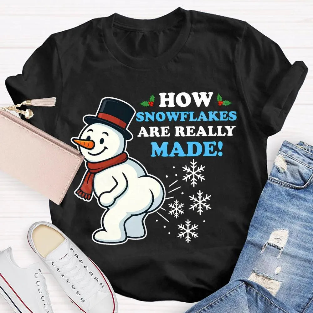 Festive Holiday Graphic Tee, Snowman Snowflake Christmas T-Shirt, Adorable Winter Snowman Shirt, Unisex Merry Christmas Tee, 