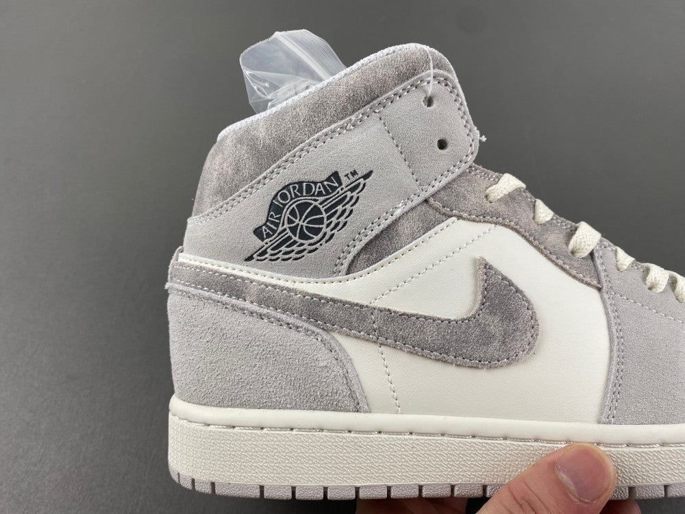 Mid Top Sneakers, White Gray Colorway, Lace Up Design, Casual Gift for Sneaker Fans