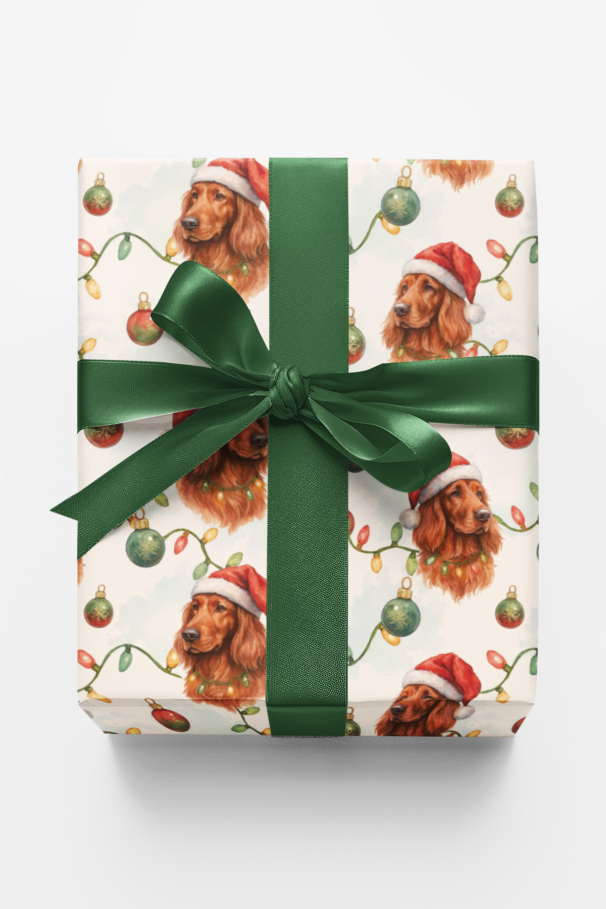 Irish Setter Holiday Gift Wrap, Irish Setter Christmas Wrapping Paper, Festive Santa Dog Wrapping Paper, Dog Lover Xmas Prese