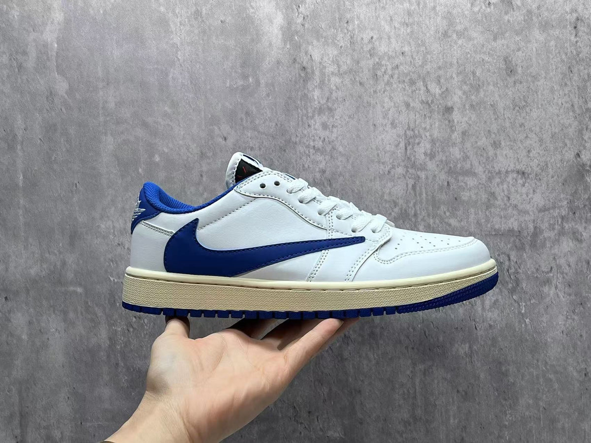 Low Top Sneakers, White Blue Colorway, Reverse Hook Design, Lace Up Design, Casual Gift for Sneaker Fans