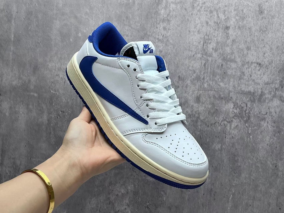Low Top Sneakers, White Blue Colorway, Reverse Hook Design, Lace Up Design, Casual Gift for Sneaker Fans