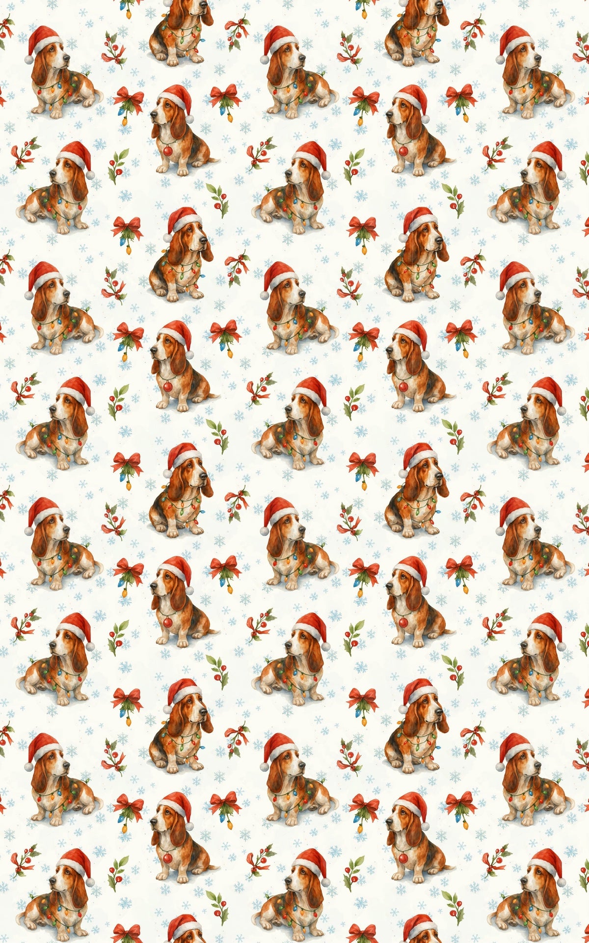 Basset Hound Dog Holiday Gift Wrap, Basset Hound Christmas Wrapping Paper, Santa Dog Festive Wrapping Paper, Dog Lover Xmas P