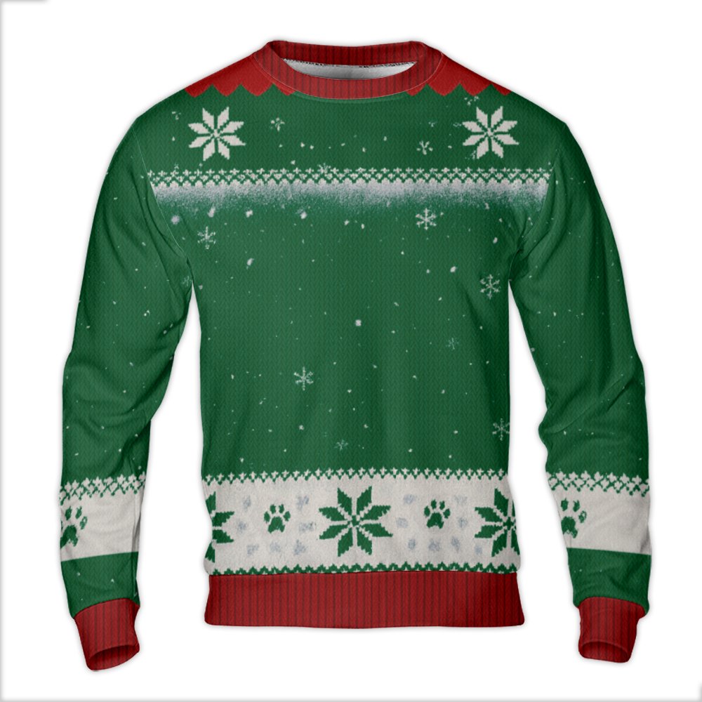 Snowflake Dog Paw Holiday Sweatshirt, Christmas Paw Print Ugly Sweater, Festive Pet Lover Xmas Crewneck, Dog Lover Ugly Sweat