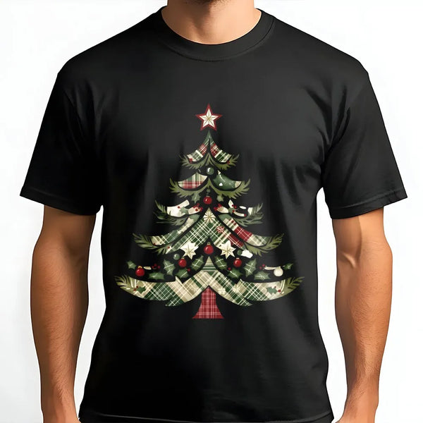 Vintage Buffalo Plaid Holiday Shirt, Rustic Plaid Christmas Tree T-Shirt, Comfy Festive Tree Graphic Tee, Adorable Winter Hol