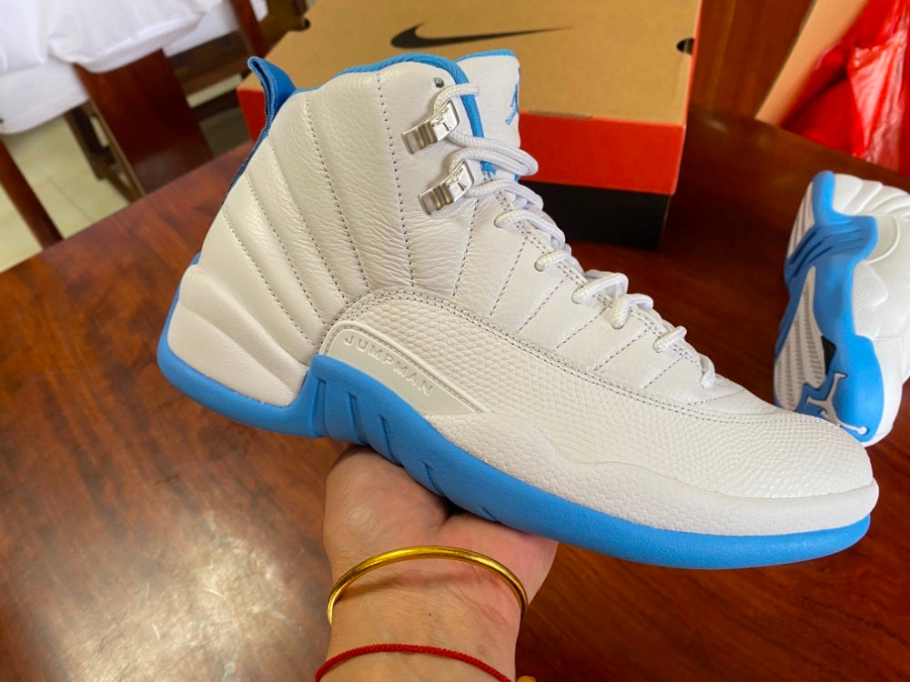 High Top Sneakers, White Blue Colorway, Lace Up Design, Casual Gift for Sneaker Fans