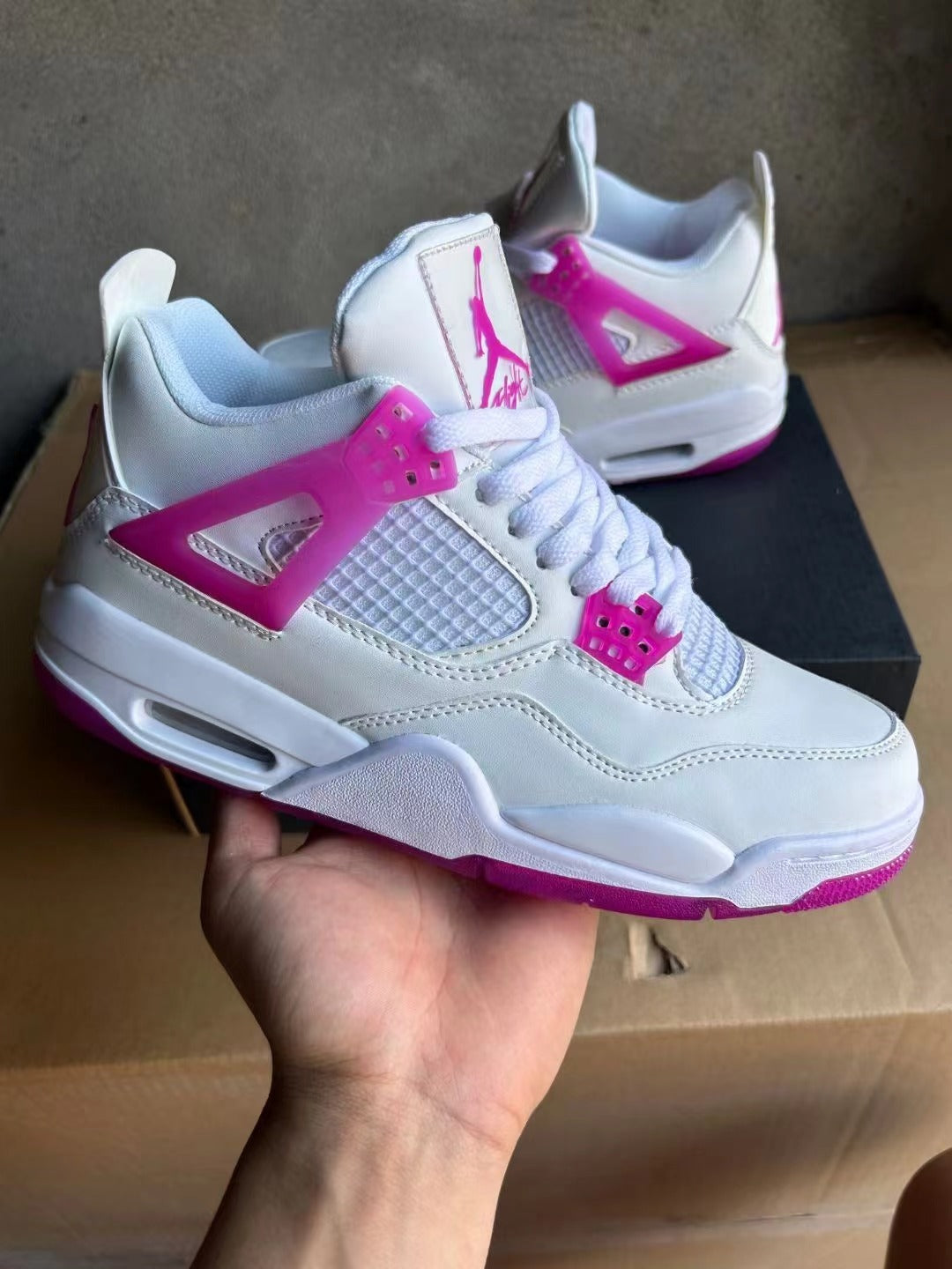 Mid Top Sneakers, White Pink Colorway, Lace Up Design, Casual Gift for Sneaker Fans