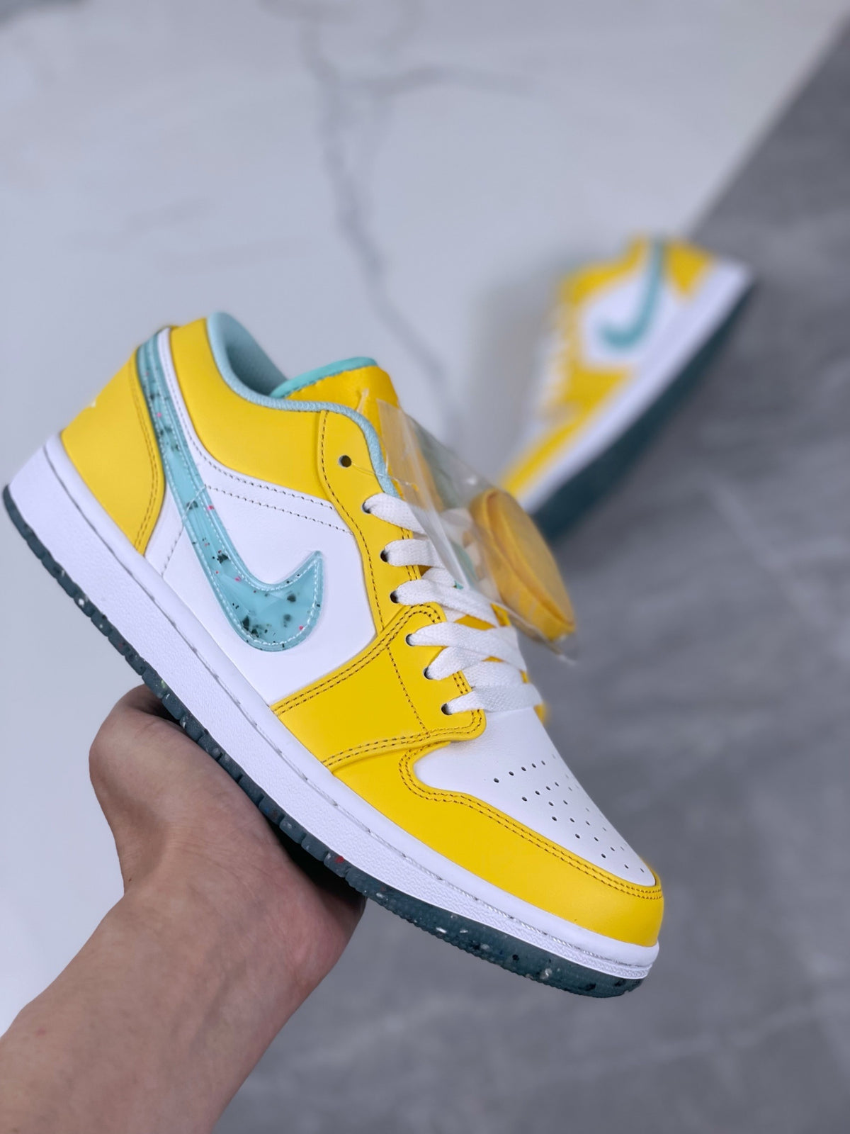 Retro Low Top Sneakers, White Yellow Colorway, Lace Up Design, Casual Gift for Sneaker Fans