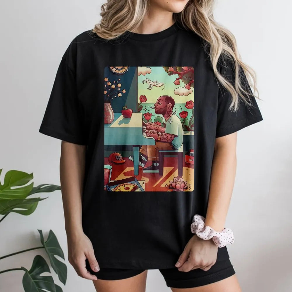 Rapper Piano T-Shirt | Dreamy Lo-Fi Aesthetic Graphic | Premium 100% Cotton | Music Lover Birthday Gift