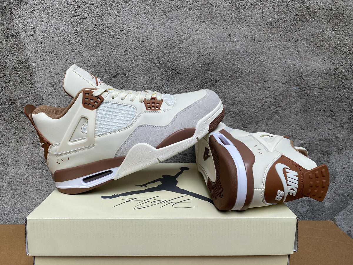Sneakers, White Brown Colorway, Lace Up Design, Casual Gift for Sneaker Fans