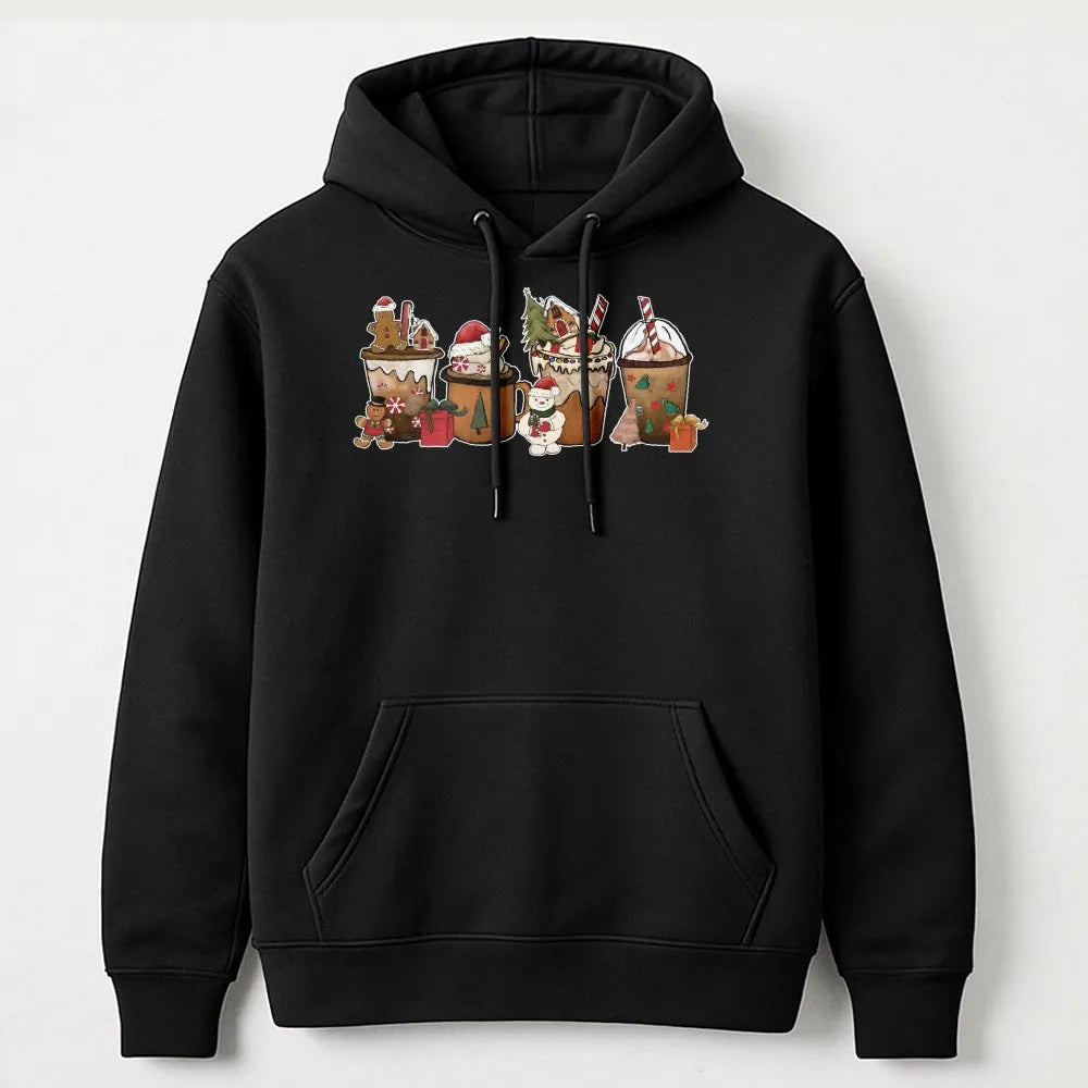 Gingerbread Latte Holiday Sweatshirt, Christmas Coffee Hoodie, Adorable Christmas Coffee Graphic Hoodie, Comfy Winter Coffee 